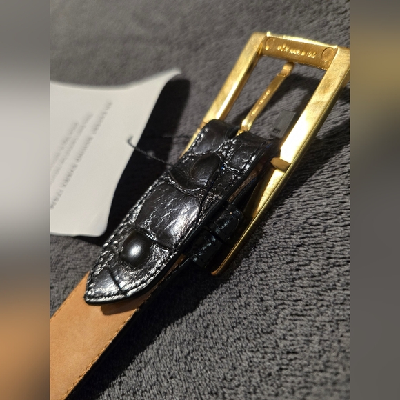 NWT MCM women's patent leather belt, Glossy Black Crocodile Pattern - Picture 9 of 11